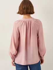 Monsoon Pink Aya Long Sleeve Satin Blouse - Image 2 of 5