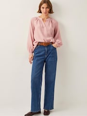 Monsoon Pink Aya Long Sleeve Satin Blouse - Image 3 of 5