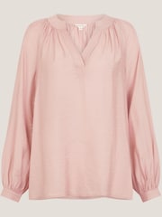 Monsoon Pink Aya Long Sleeve Satin Blouse - Image 5 of 5