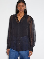 Monsoon Black Edie Embroidered Blouse - Image 1 of 5