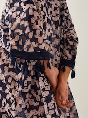 Monsoon Brown Alwena Block Print Kaftan Dress - Image 2 of 5