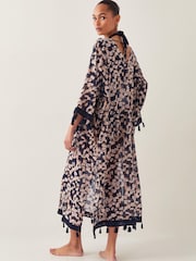 Monsoon Brown Alwena Block Print Kaftan Dress - Image 3 of 5