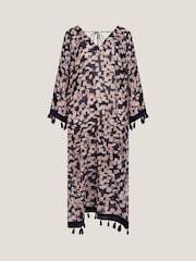 Monsoon Brown Alwena Block Print Kaftan Dress - Image 5 of 5