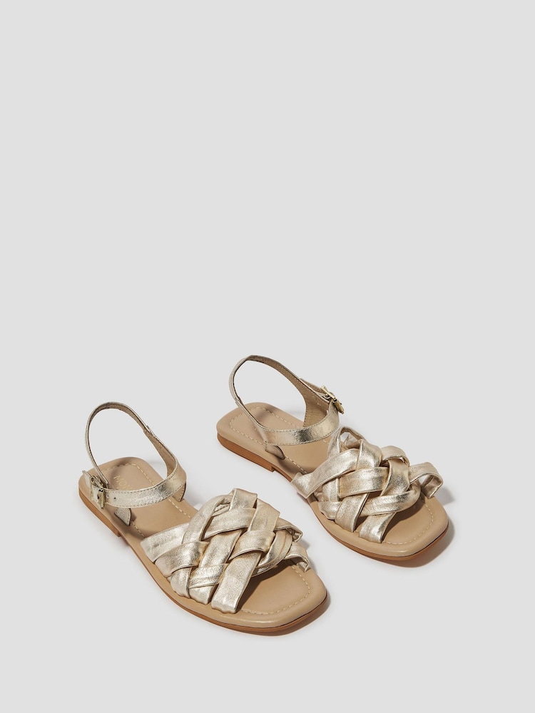 Monsoon Gold Pip Woven Leather Sandals - Image 2 of 3