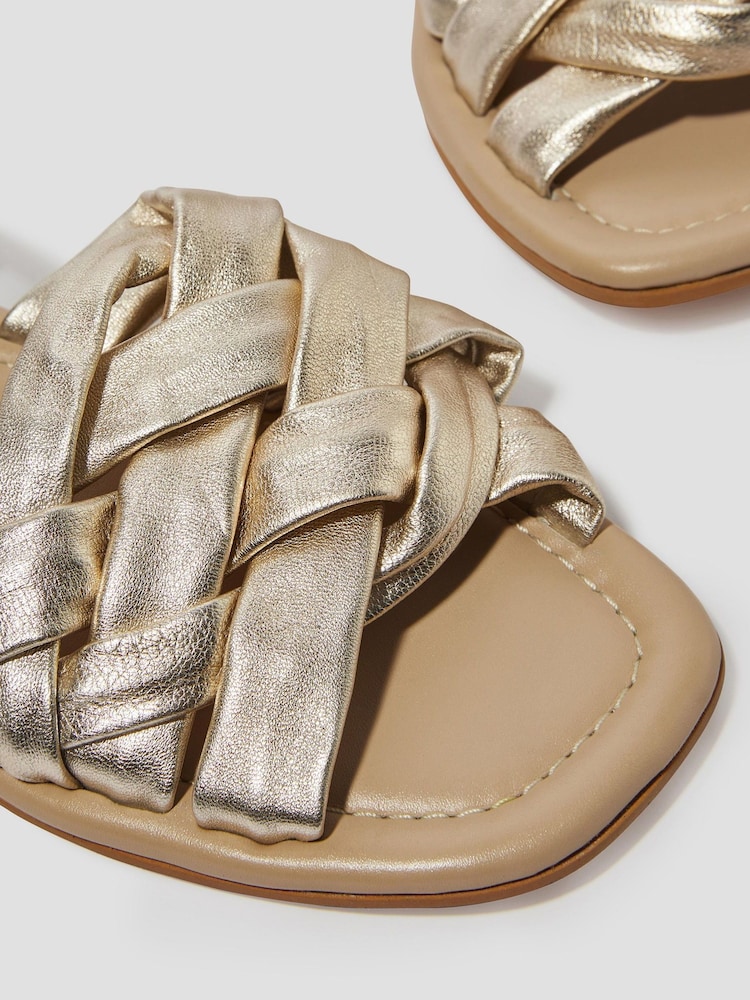 Monsoon Gold Pip Woven Leather Sandals - Image 3 of 3