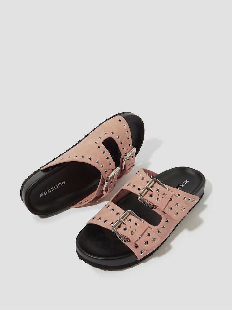 Monsoon Pink Elena Stud Buckle Sandals - Image 2 of 3