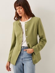 Monsoon Green Adeline Shoulder Pad Suit Jacket - Image 2 of 5