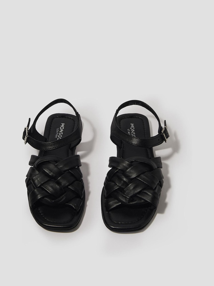 Monsoon Black Pip Woven Leather Sandals - Image 1 of 3