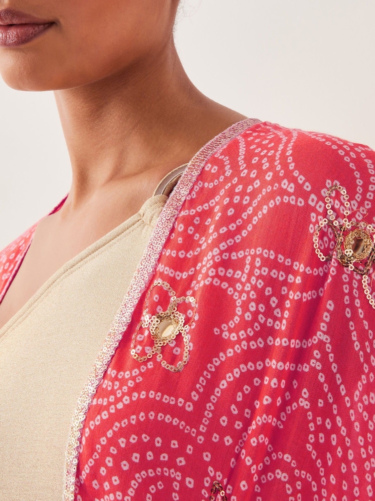 Monsoon Orange Abby Bandhani Sequin Beach Cover-Up - Image 4 of 4