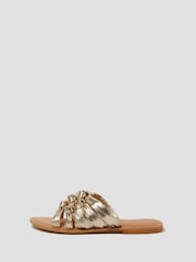 Monsoon Gold Ali Metallic Knot Slide Sandals - Image 1 of 3