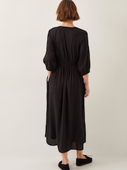 Monsoon Black Polly Pintuck Pleat Midi Dress - Image 3 of 6