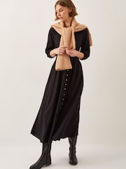 Monsoon Black Polly Pintuck Pleat Midi Dress - Image 5 of 6