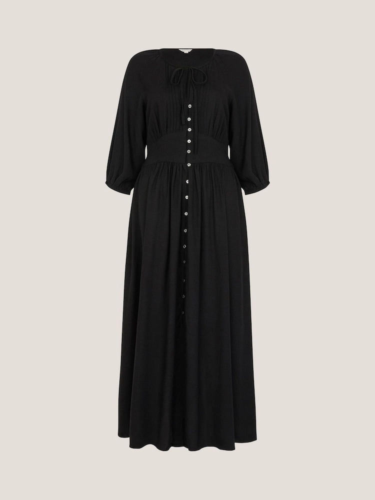 Monsoon Black Polly Pintuck Pleat Midi Dress - Image 6 of 6 Monsoon Black Polly Pintuck Pleat Midi Dress - Image 6 of 6