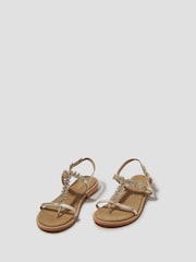 Monsoon Gold Dee Diamante Metallic Leather Sandals - Image 1 of 3