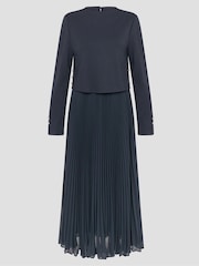 Monsoon Blue Penny Long Sleeve Pleated Midi Dress - Image 6 of 6