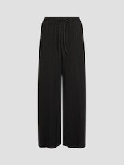 Monsoon Black Paula Plisse Wide Leg Trousers - Image 6 of 6