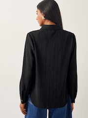Monsoon Black Paula Plisse Shirt - Image 2 of 6