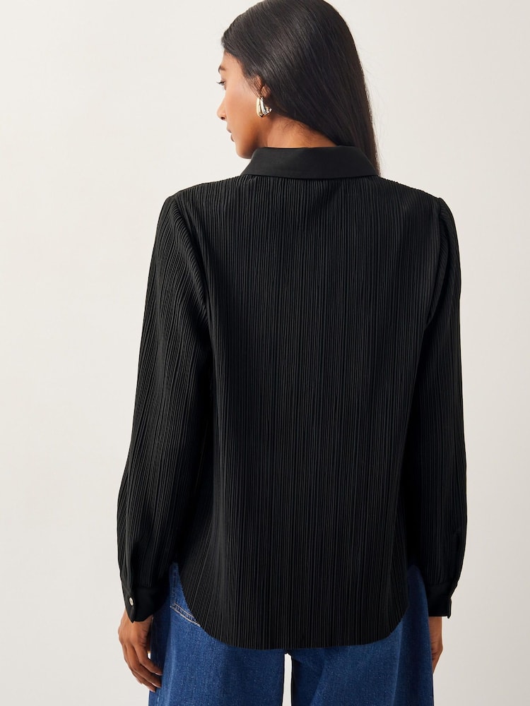 Monsoon Black Paula Plisse Shirt - Image 2 of 6