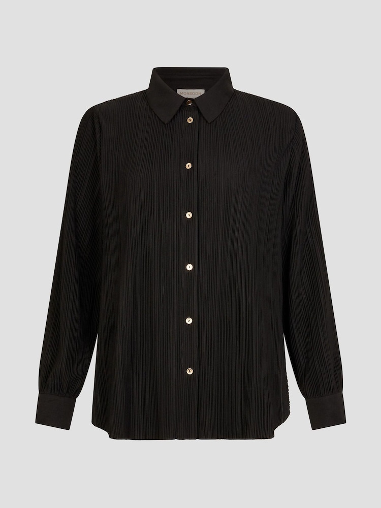 Monsoon Black Paula Plisse Shirt - Image 6 of 6