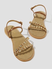 Monsoon Natural Edie Diamante Strappy Sandals - Image 2 of 3