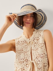 Monsoon Natural Mona Stripe Straw Sun Hat - Image 1 of 3