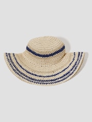 Monsoon Natural Mona Stripe Straw Sun Hat - Image 2 of 3