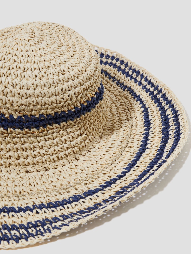 Monsoon Natural Mona Stripe Straw Sun Hat - Image 3 of 3