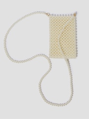 Monsoon Natural Embellished Pearl Phone Bag - Image 1 of 4
