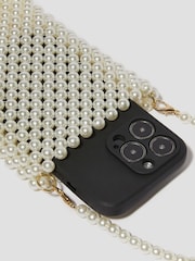 Monsoon Natural Embellished Pearl Phone Bag - Image 4 of 4
