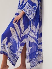 Monsoon Blue Eden Leaf Print Kaftan - Image 2 of 5