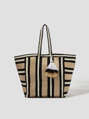 Monsoon Ari Metallic Stripe Canvas Beach Bag - Imagen 1 de 4