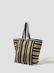 Monsoon Ari Metallic Stripe Canvas Beach Bag - Imagen 2 de 4