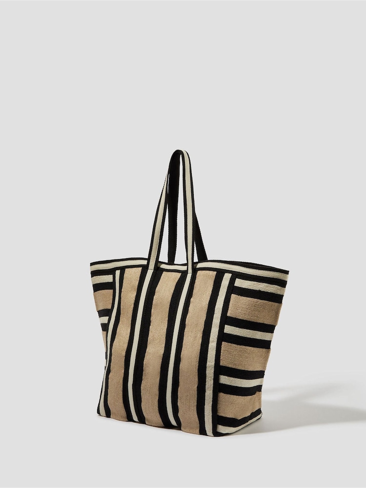 Monsoon Ari Metallic Stripe Canvas Beach Bag - Imagen 2 de 4