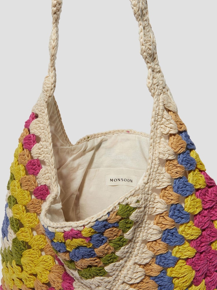 Monsoon Cream Mae Crochet Shopper Bag - Image 3 of 4