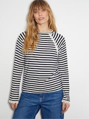 Monsoon Blue Sadie Stripe Long Sleeve Jersey Top - Image 1 of 5