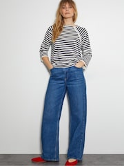 Monsoon Blue Sadie Stripe Long Sleeve Jersey Top - Image 3 of 5