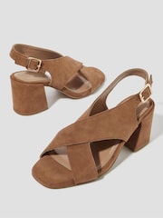 Monsoon Natural Cally Suede Crossover Slingback Heels - Image 3 of 3