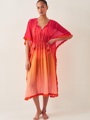 Monsoon Orange Miley Ombré Kaftan Dress - Image 1 of 6