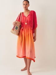 Monsoon Orange Miley Ombré Kaftan Dress - Image 3 of 6