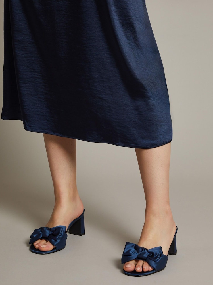 Monsoon Blue Tia Satin Bow Mules - Image 1 of 4