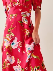 Monsoon Red Meredith Floral Print Midi Shirt Dress - Image 2 of 4