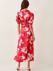Monsoon Red Meredith Floral Print Midi Shirt Dress - Image 3 of 4