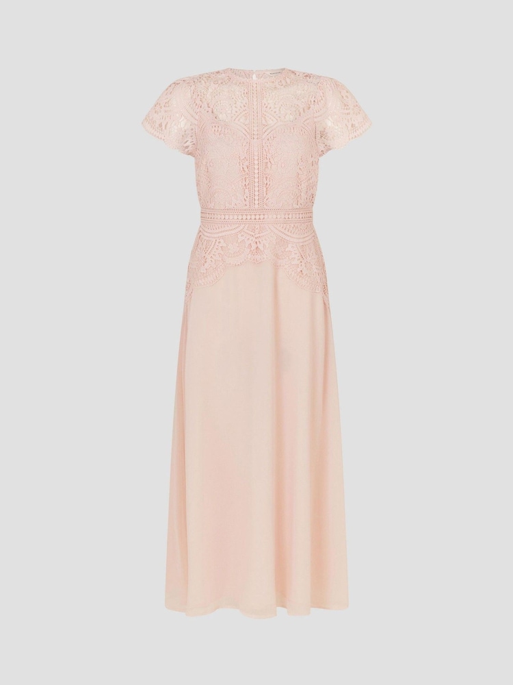 Monsoon Light Pink Monica Lace Midi Dress - Image 5 of 5