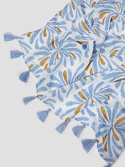 Monsoon Blue Cece Woodblock Tassel Sarong - Image 2 of 2