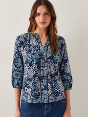 Monsoon Blue Micola Abstract Print Jersey Blouse - Image 1 of 5