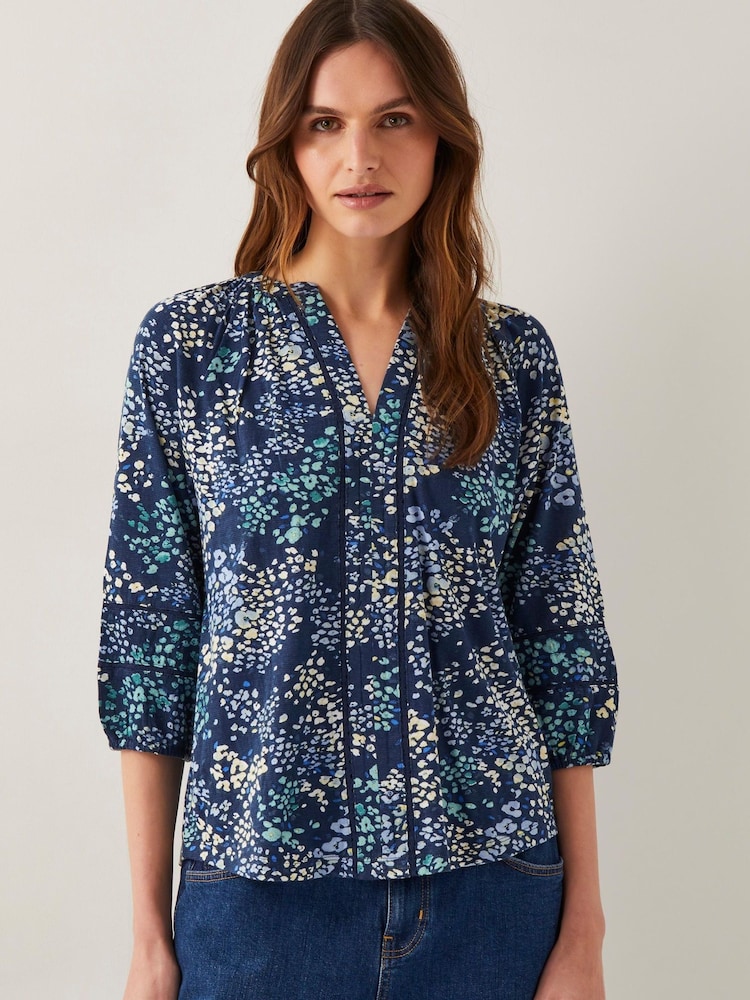 Monsoon Blue Micola Abstract Print Jersey Blouse - Image 1 of 5