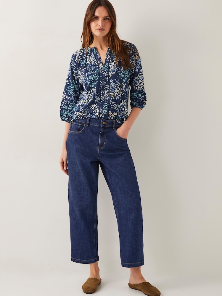 Monsoon Blue Micola Abstract Print Jersey Blouse - Image 2 of 5