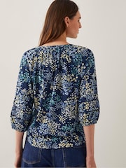 Monsoon Blue Micola Abstract Print Jersey Blouse - Image 3 of 5