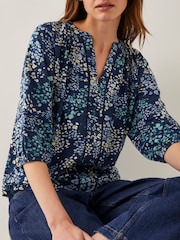 Monsoon Blue Micola Abstract Print Jersey Blouse - Image 4 of 5