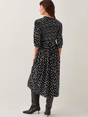 Monsoon Black Orielle Print Jersey Midi Dress - Image 2 of 6